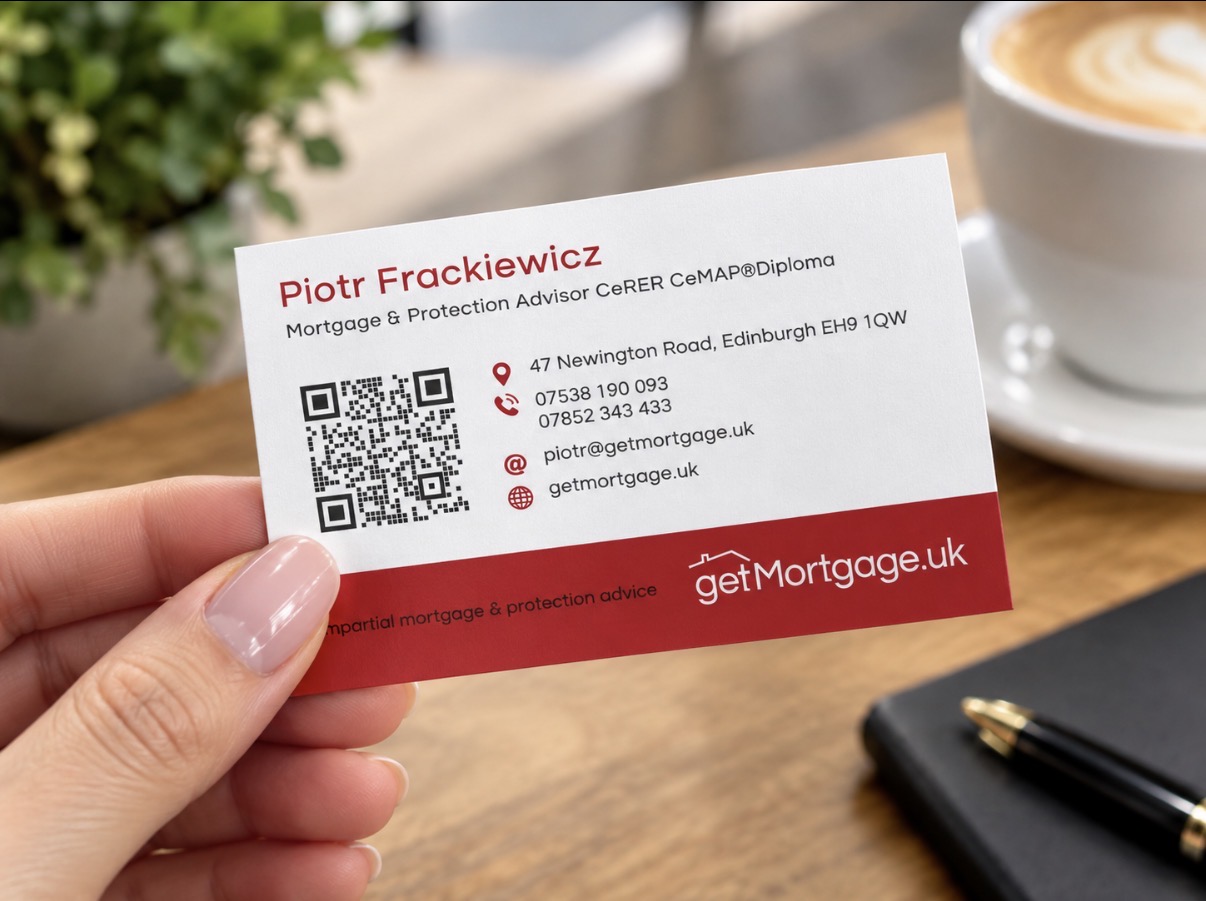 man holding business card